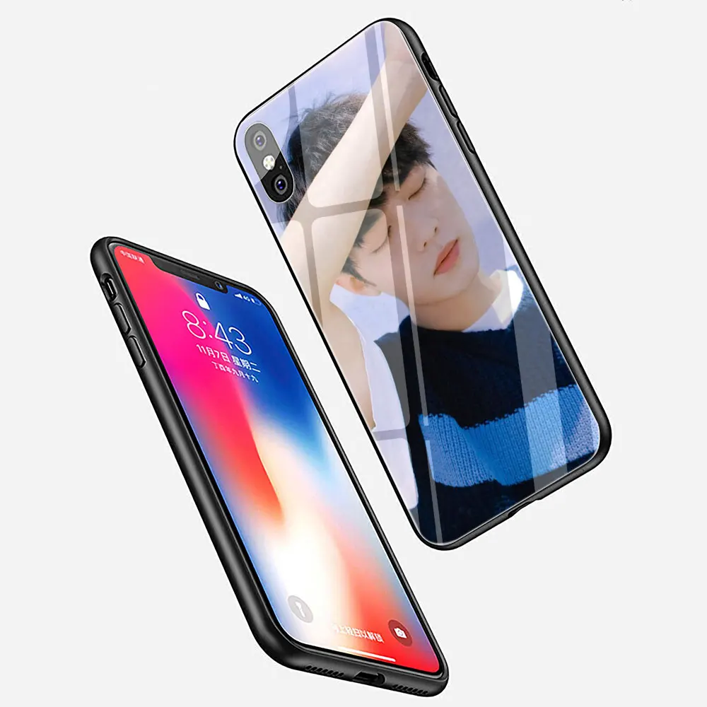 Черный чехол из закаленного стекла для iPhone 11 Pro X или 10 8 7 6 6S Plus Xr Xs Max