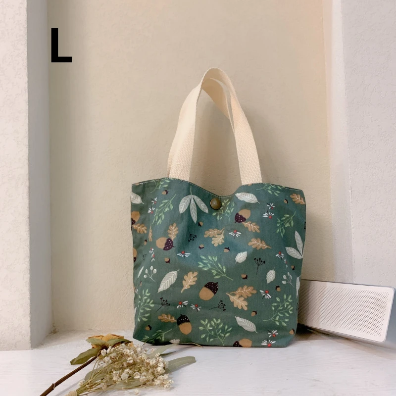 Fresh Canvas Bag Women's Hand Bag Cotton Linen Cloth Art Mummy Bag Handbag Mini Flower Bag Double Sided 
