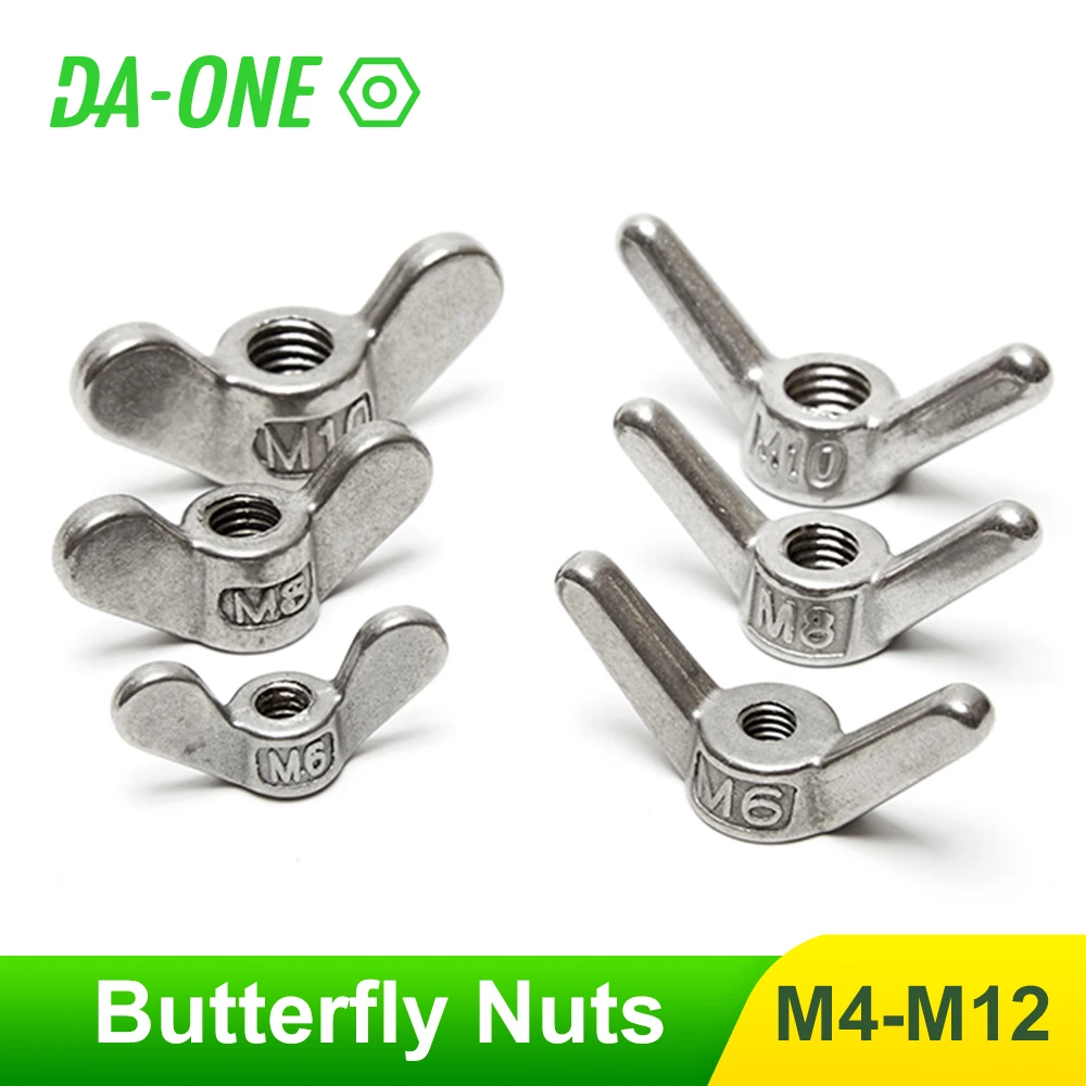 40pcs M5-0.8mm Stainless Steel Wing Nuts Hand Twist Tighten Ear Wing Nut Threaded Thumb Butterfly Claw Nuts 