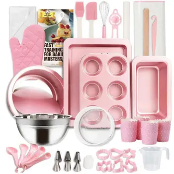 

9998 Kitchen Baking Mould Tool Set New Glove Set Pink 22 Pieces Cake Mould Set