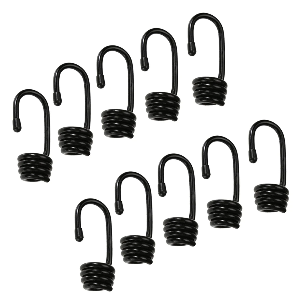 10 Pcs Plastic-coated Bungee Shock Cord Hook Spiral Wire Hooks for 6mm Elastic Rope