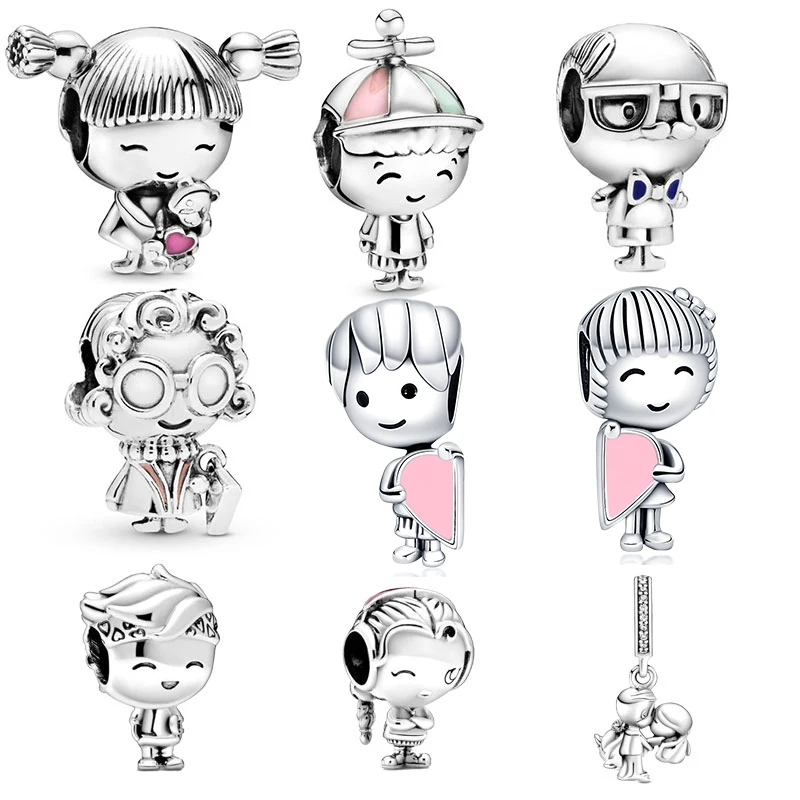 

925 Sterling Silver Little Boy & Little Girl Charm Fit Original 3mm Bracelet&Bangle Making Fashion DIY Jewelry For Women