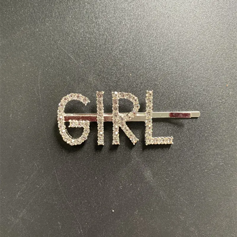GIRL StoneFans, уникальные стразы с надписью, заколка для волос для девочек, популярные хрустальные заколки для волос, аксессуары для волос, украшения для волос, заколка для волос - Окраска металла: GIRL