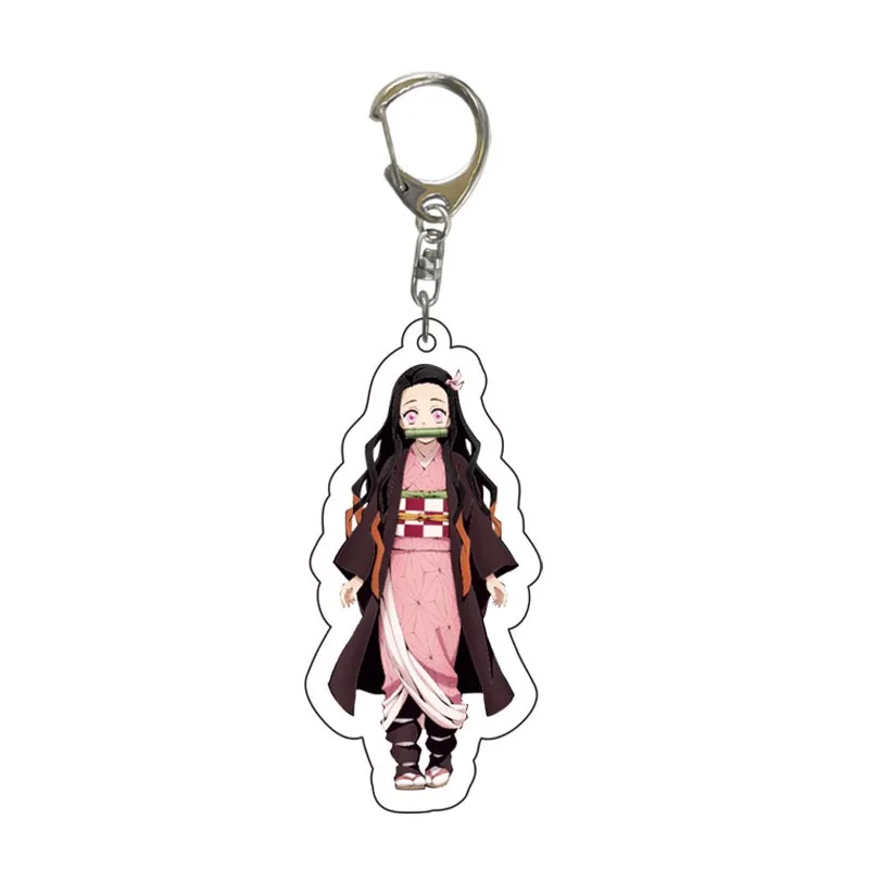 

Anime Demon Slayer Kimetsu figure Kamado Tanjirou Two-sided Acrylic Keychain Cosplay Anime Cartoon Pendant Keyring Key Chains