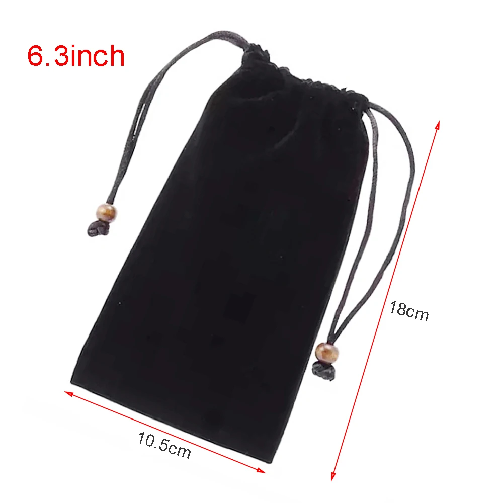 

Drawstring Bag Multi-Purpose Storage Pouch Cellphone For 6.3 inch Mobile Phones Velveteen Durable
