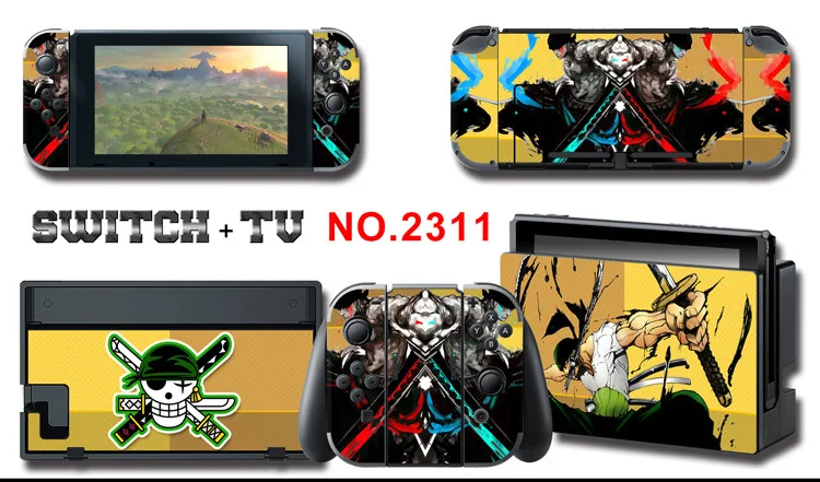 1set New Cute Anime Full Body Sticker for NS Switch Protective Cover Skin Colorful Art for Game Console Joy-Con Controller Decor