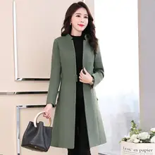 Новое осенне-зимнее женское модное тонкое шерстяное пальто средней длины женское Элегантное однобортное шерстяное пальто Manteau Femme R289