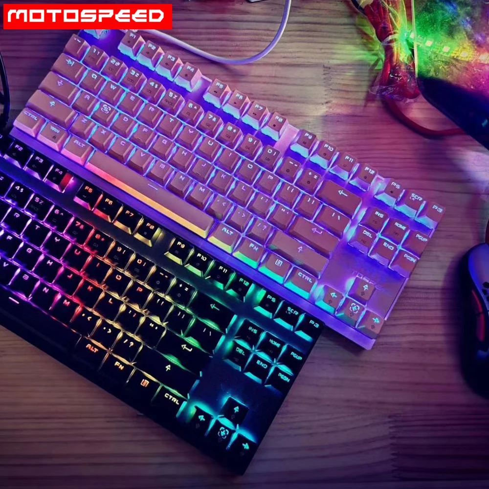 Игровая механическая клавиатура Motospeed CK82 87 клавиш геймерская красного