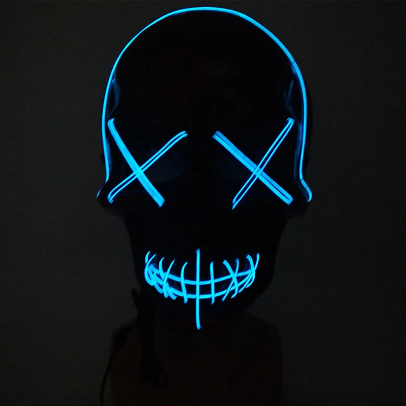 

Halloween EL Wire Face Mask skull blood - double line eye mask Luminous Lighted Up Glowing Scary Masks Ball Party Cosplay
