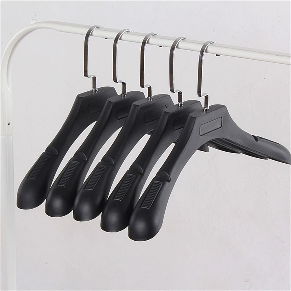 Thick Black Garment Hanger Matte Plastic Coat Display Hanger Flat Hook