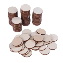 100 шт материалы для поделок DIY необработанные натуральные круглые деревянные ломтики круги диски деревянные украшения для свадебной вечеринки