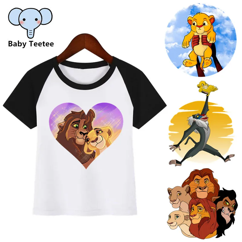 

Summer Fashion Boys Girls T-shirt Children Cartoon The Lion King Funny Timon and Pumbaa Tshirt Kids Cute Simba Tops Baby Clothes