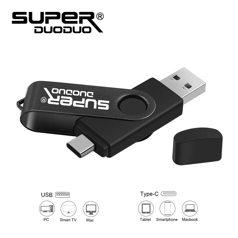 OTG USB флеш-накопитель для huawei P30, samsung S10 S9 S8 USB 2,0 type-c флеш-накопитель USB C карта памяти 256 ГБ 128 ГБ