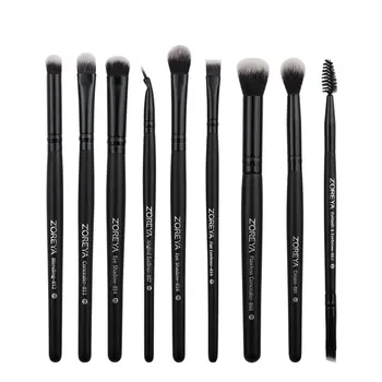 

9 Pcs Rayon Makeup Brush Black Color Wooden Handle Eye Shadow Brush Set Beauty Tools Portable Durable