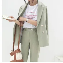 ^^Best Offers 2019 Spring Vintage Double Breasted Women Pant Suit Light Green Notched Blazer Jacket High Waist Pant Office Wear Women Suits ^^Best Offers 2019 Spring Vintage Double Breasted Women Pant Suit Light Green Notched Blazer Jacket High Waist Pant Office Wear Women Suits
