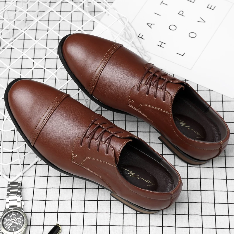 

Original Genuine Leather Formal Shoes Men Quality Cow Leather Derby Shoes Big Size 37-48 Top Business Shoes Soft Man Dress Shoes