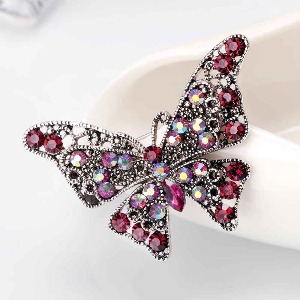 Новые Популярные яркие броши в виде Красной бабочки с животным дизайном женские