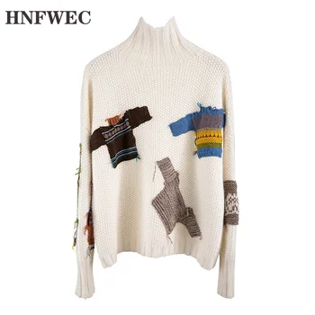 

2019 Autumn And Winter New Products Fashion Hit Color High Collar Pullover Long Sleeve Sweater Sweater Women D498