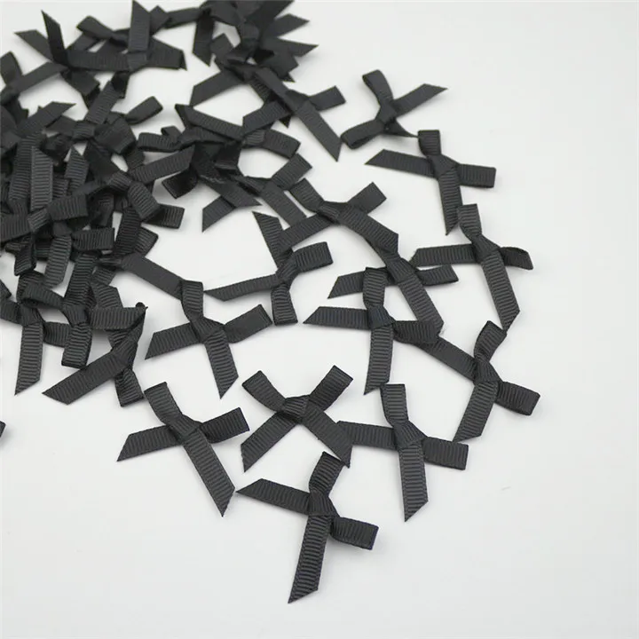 Black Bows 100 шт. Сатиновая лента, мини-банты, сделай сам, ремесло, товары для свадьбы, рождественской вечеринки, Декор, банты, головные уборы, аксессуары, материалы, подарок, банты - Цвет: Black Bows