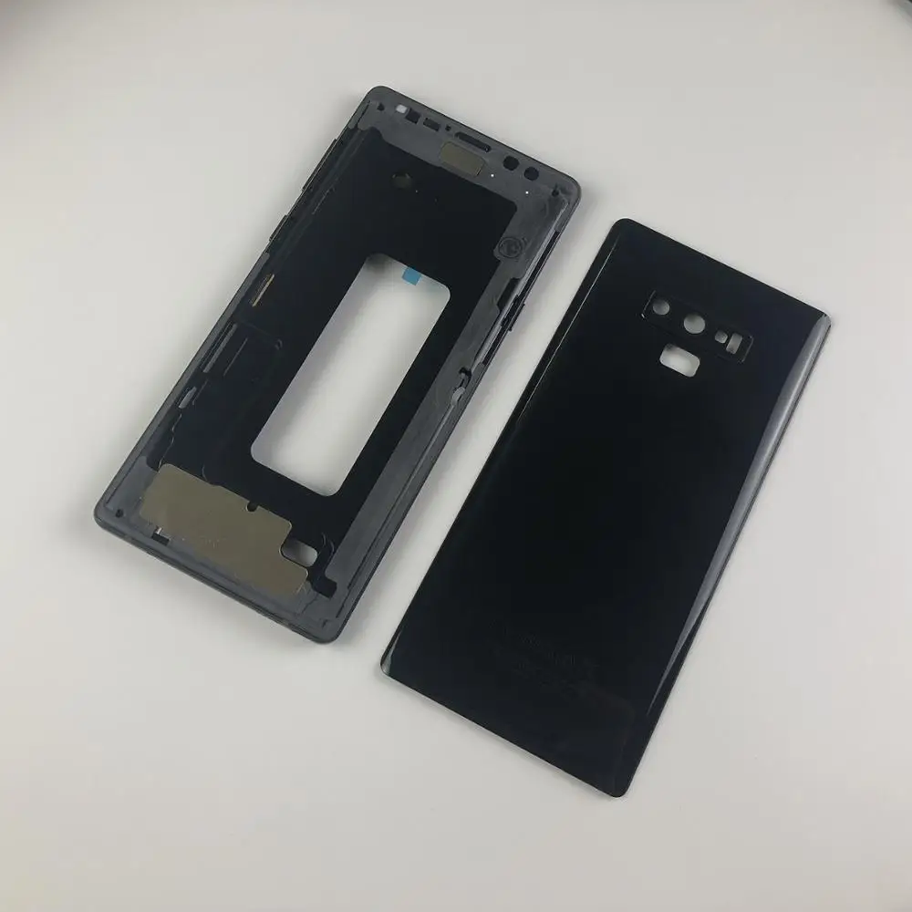 

Для Samsung Galaxy Note9 Note 9 N960 SM-N9600 корпус металлическая средняя рамка Крышка + Крышка батарейного отсека стеклянная задняя крышка + крышка объектива камеры