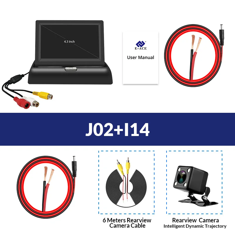J02-I14 E-ACE J02 4,3 дюймов TFT ЖК-монитор автомобиля складной дисплей камера заднего вида парковочная система для автомобиля заднего вида NTSC PAL - Цвет: J02-I14