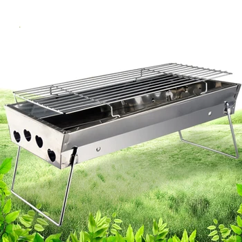 

Foldable Beach Portable Cooking Camping Durable Picnic Barbecue Stand Outdoor Thicken Stainless Steel Heat Resistant Grill Park