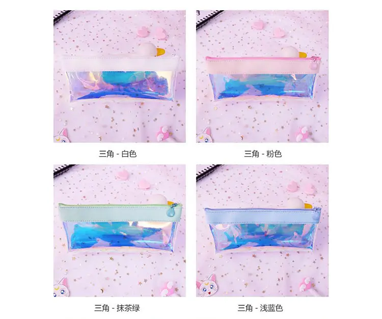 AngelHere Store кавайный чехол для карандаша, лазерная сумка для карандашей, зыбучий песок, милый студенческий чехол для карандашей, для хранения, офиса, школы, канцелярские принадлежности