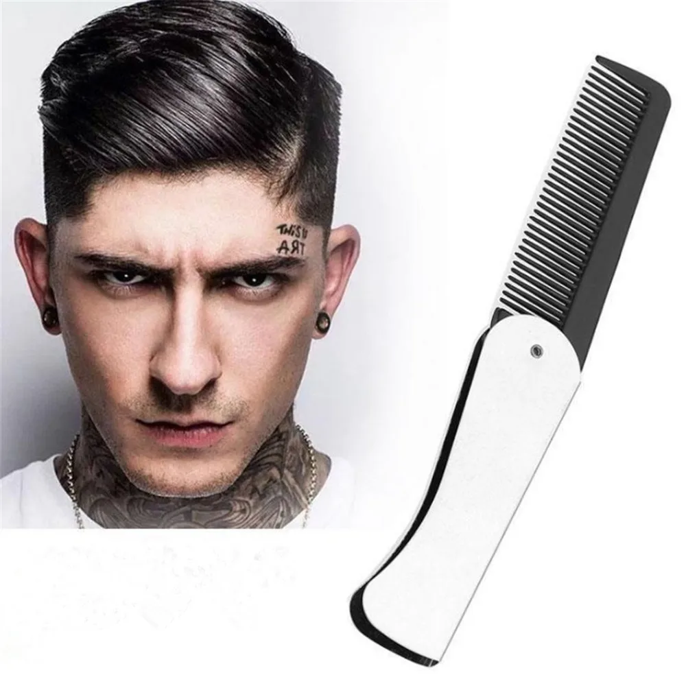 Folding Stainless Steel Comb Portable Men Oil Head Moustache Beard
