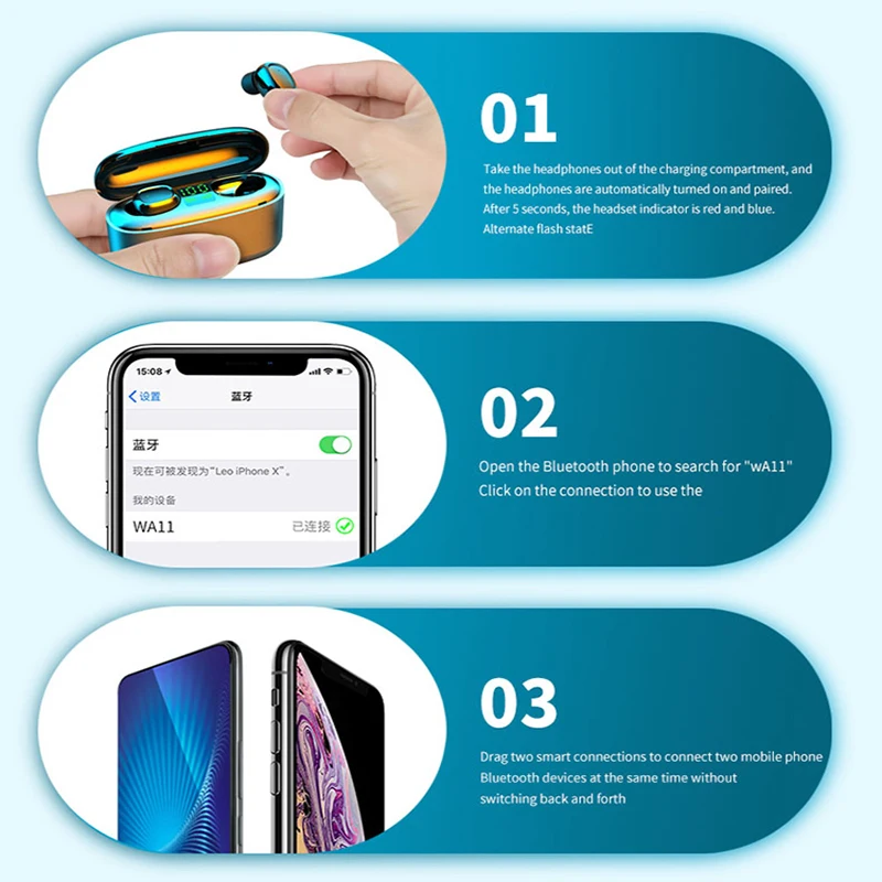 TWS Wireless Bluetooth Headset Touch Headset HD Stereo Surround 9D In Ear Noise Cancellation Headset For All Mobile Phones