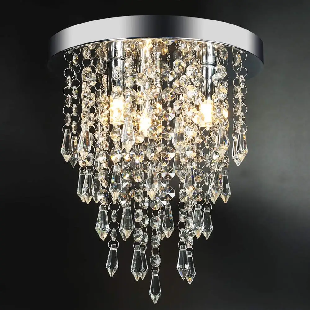 

3 Lights Mini Crystal Flushmount Ceiling Lights Fixture Elegant Modern Flush Mount Ceiling Light For Home Decoration luminaire