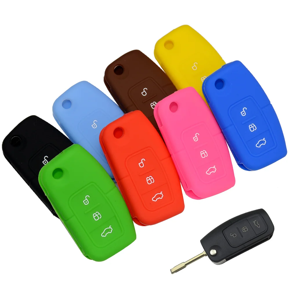 Keyforkesscustodia protettiva per chiave a distanza in Silicone per Ford Focus Mondeo 2 3 XR6 Fiesta Max Ecosport Kuga Escape 3 Button Case Shell - H6f844842e4fa4a3ab759ecbb615eb234R