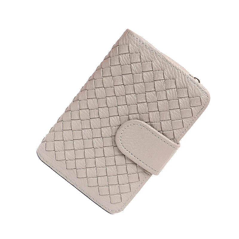 LIGHT GREY SC брендовый дизайнерский функциональный женский кошелек, короткий, ручной работы, тканый, маленький кошелек и кошелек, карамельный цвет, держатель для карт, кассовый, фото кошелек - Цвет: LIGHT GREY