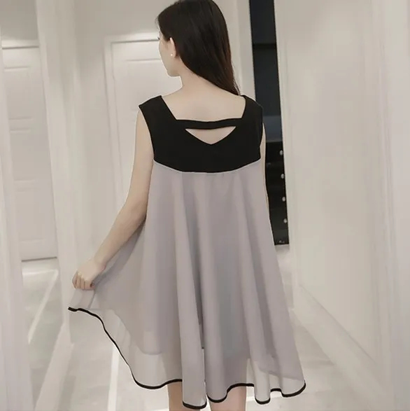 Женское шифоновое платье без рукавов элегантное офисное размера плюс с