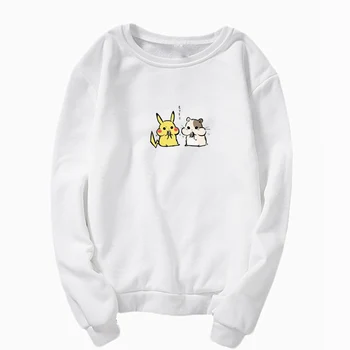 

Anime funny pokemon pikachu hamster print women clothing Round Neck Long Sleeve Sweatshirt Hot Sale Casual Winter Sweatshirt
