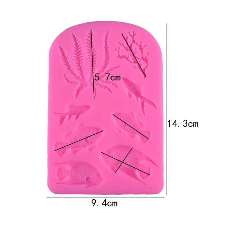 Ocean Fish Seaweed Silicone Mold DIY Cake Border Fondant Cake Decorating Tools Sea Coral Cupcake Chocolate Moulds