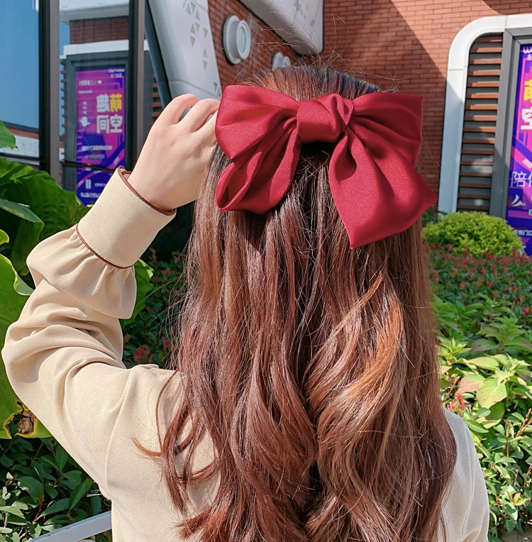 N ud De Cheveux En Satin Solide Cor en Avec Pince Cheveux Fran aise n-ud-de-cheveux-en-satin-solide-cor-en-avec-pince-cheveux-fran-aise
