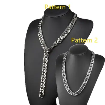 

13/16/19/21MM Huge Heavy Adjustable Length Choker Tail Stainless Steel Silver Color Cuban Curb Chain Men Women Necklace/Bracelet
