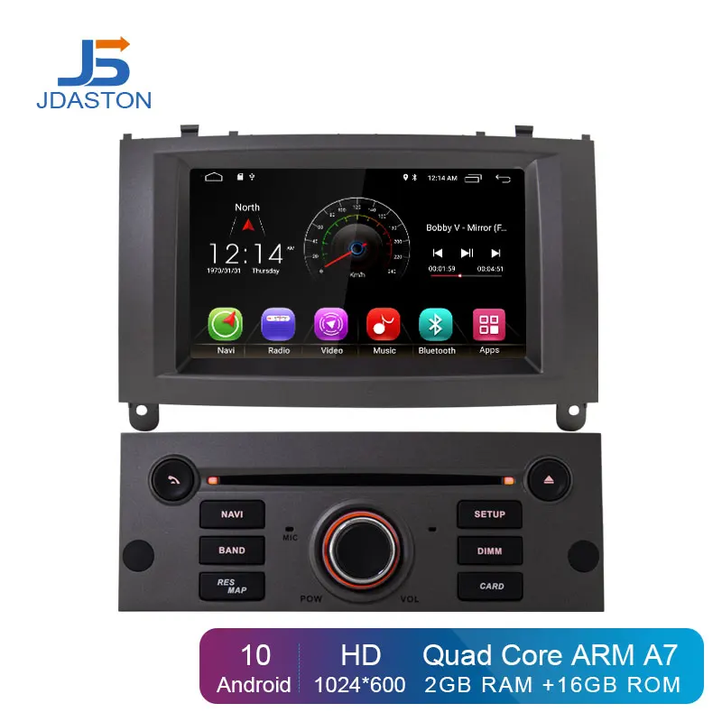 JDASTON Android 10 автомобильный dvd-плеер для peugeot 407 2004-2010 gps навигация Мультимедиа стерео 1 Din автомагнитола wifi ips экран SD