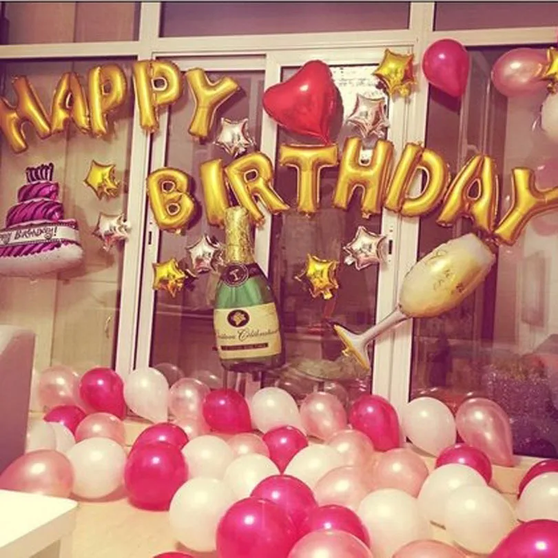 Шарики ко дню рождения воздушный шар ко дню рождения сцена декоративная Алюминиевая Фольга Латекс коллокации вечерние шарики на день рождения, оптом