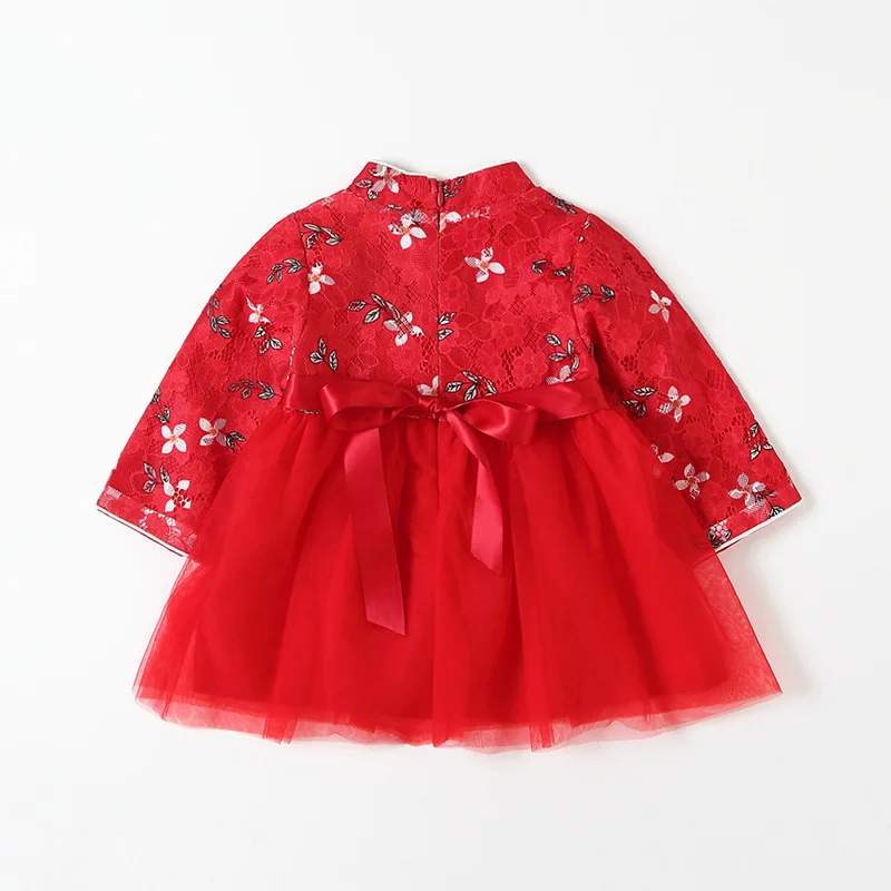 

2019 Autumn Clothing New Style Baby Girls Cheongsam Ancient Costume Chinese-style Little Girl Dress Puffy Yarn Princess Dress 92