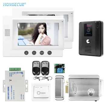 

HOMSECUR 7" Wired Video&Audio Home Door Phone Intercom System 700TVline with Electric Rim Lock Remote Controller TC011-B+TM701-W
