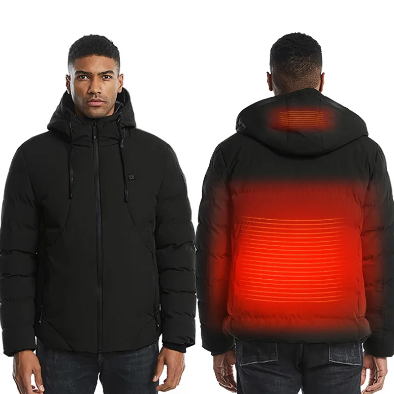 Fashion Outdoor Men Electric Heated Hooded Jacket Heating Waistcoat USB