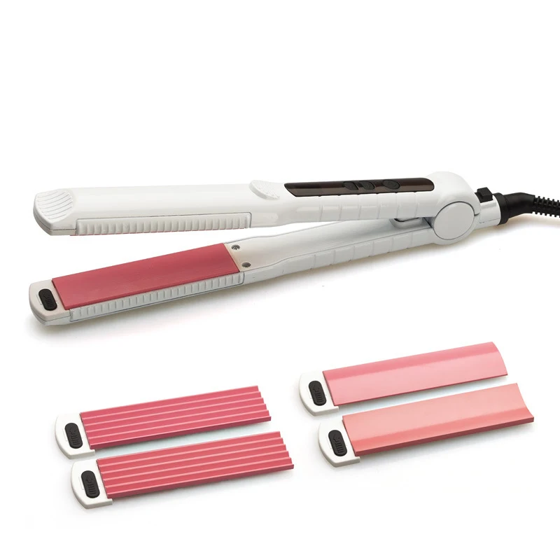 Professional Hair Straightener Change Plate Thermostat Straight Hair Three-in-one Function, Straight Curls, Corn Clips