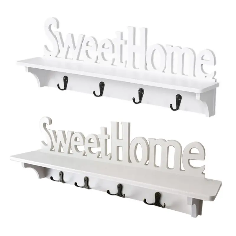 

Coat Rack Wall Mounted Wall Coat Hooks with Decorations Entryway Coat Racks Shelf with 4 Hooks