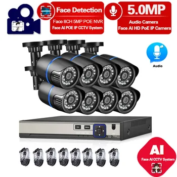 

H.265 CCTV Security Camera System 8CH POE NVR With IP Camera 5MP CCTV Kit Waterproof IP66 Video Surveillance System Set XMEYE