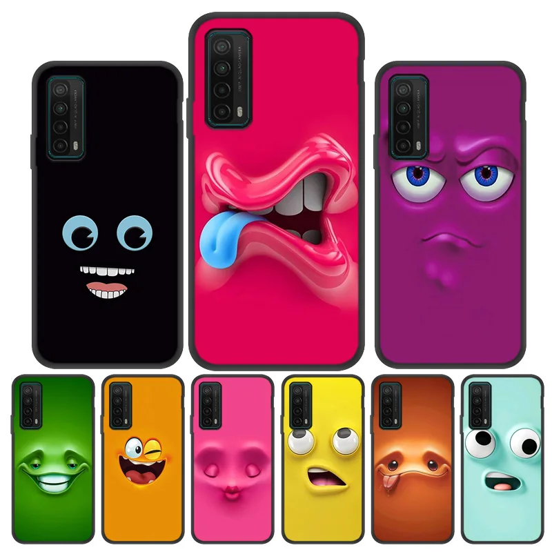 P Smart 2019 2021 Case 3D Funny Face Soft Cover For Huawei P20 P30 P40 Lite P10 Pro Y7 Y6 Prime Y5 2019 Mate 20 Nova 3E Coque