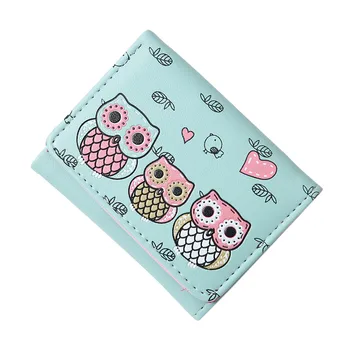 

Women's Wallet Simple Retro Cartoon Owl Printing Multi-layer Compartment Coin Purse Short Wallet Card Holders Handbag Wallets