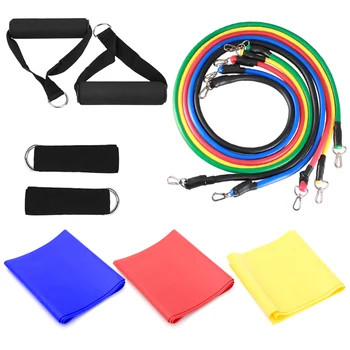 

14pcs Resistance Bands Set Workout Fitness Exercise Tube Bands Door Anchor Ankle Straps Cushioned Handles Yoga Stretching Bands