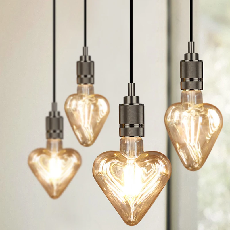 

Caring LED Bulb Edison Bulb Peach Heart LED Filament Lamp Restaurant Coffee Shop Retro Decorative Light Source 220V 4W E27