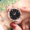 Women Watch Fashion Leather Band Ladies Quartz Wrist Watch Starry Sky Round Dial Roman Number Rhinestone Leather Band Watch Cute 1
